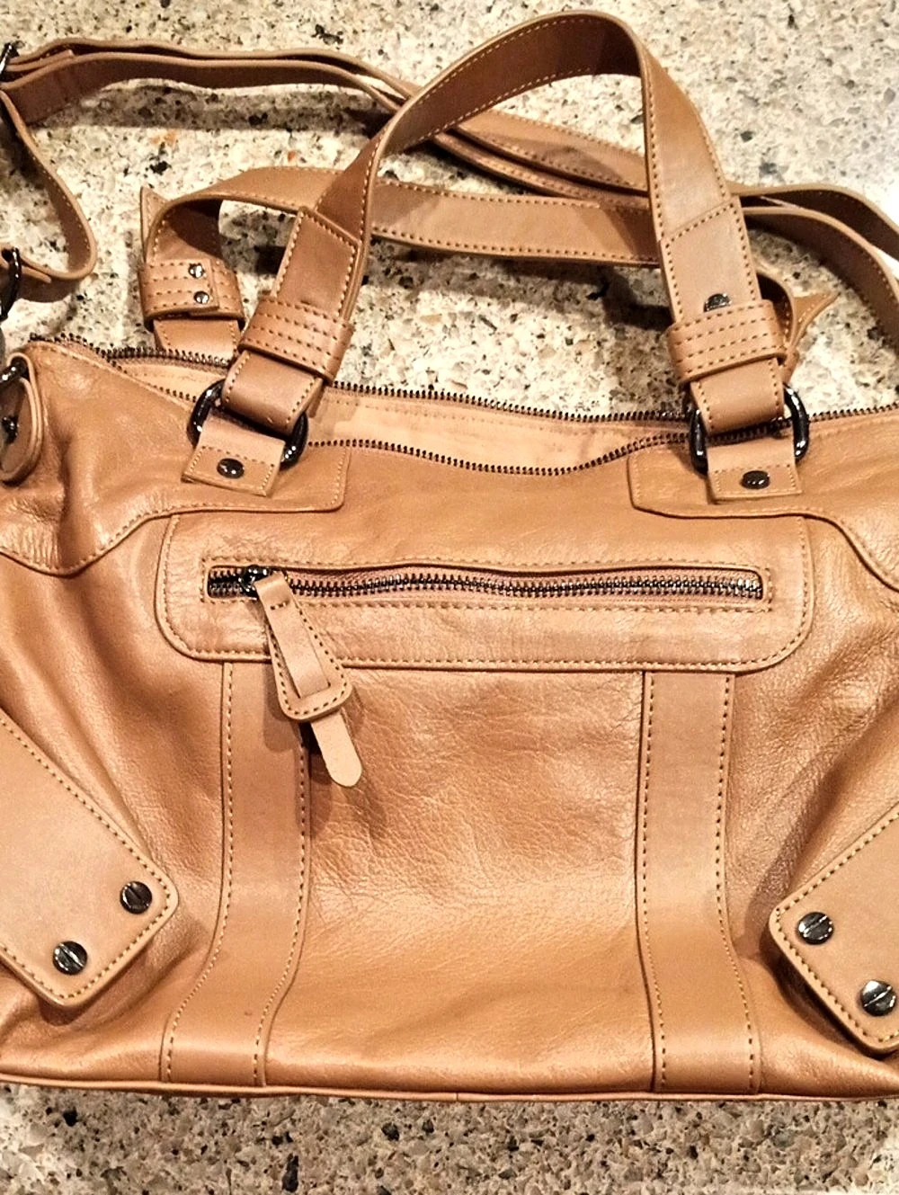 Brown Leather-Look Tote Bag